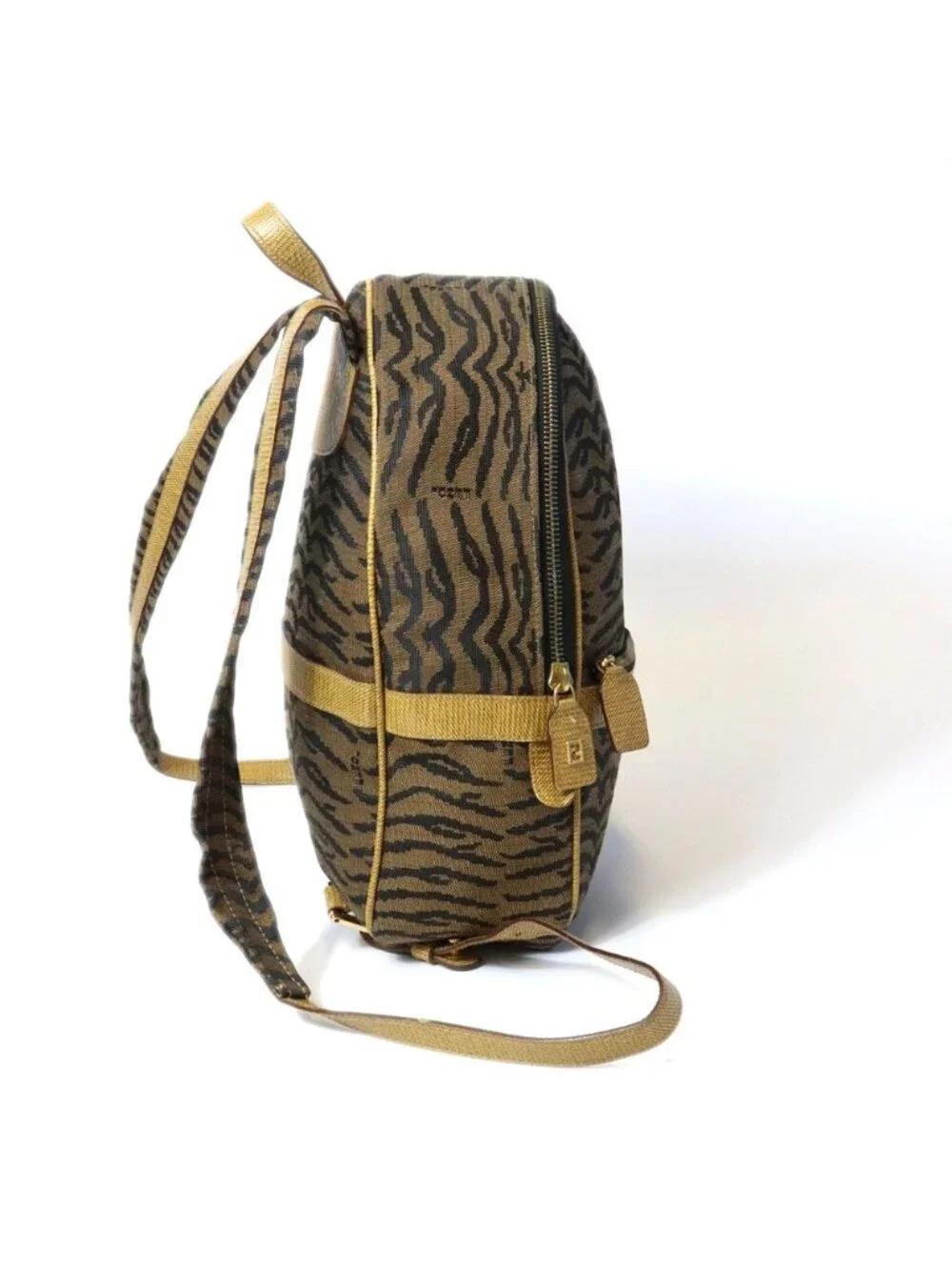 Fendi Backpack Zebra Tiger Canvas Leather Vintage